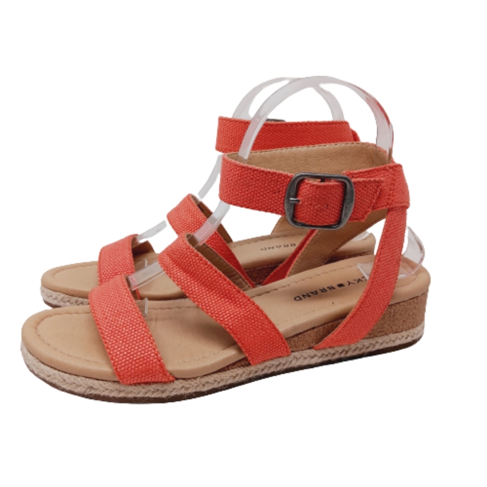 Lucky Brand Wensdei Ankle Strap Espadrille Cork Wedge Sandals Size 7.5